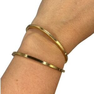 Jenny Bird Gold Tone Minimalist Modern Double Band Cuff Bracelet